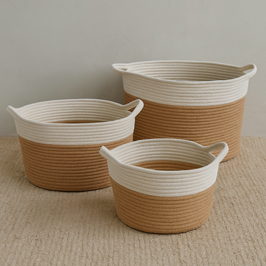 Set X3 Cestos Canastos Nórdicos Cordón
