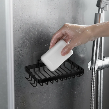 Jabonera Metálica Negro Mate Soporte Jabón Pared