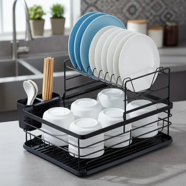 Escurridor Secaplatos Vajilla 2 Pisos Con Bandeja