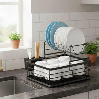 Escurridor Secaplatos Vajilla 2 Pisos Con Bandeja