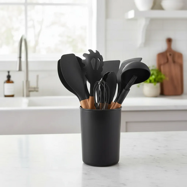 Kit Set X12 Utensilios Cocina Madera Y Silicona Excelente