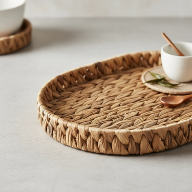 Set X3 Bandejas Fibras Naturales Ovaladas Organización Deco