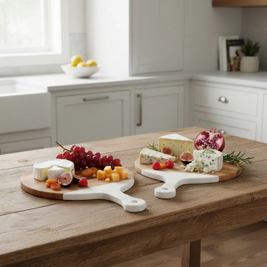 Set X2 Tabla Copetin Redonda Marmol Madera Combinada Homilu