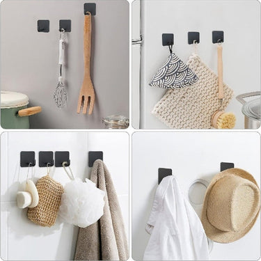 Set X4 Gancho Perchero Multiuso Acero Adhesivo Baño Cocina