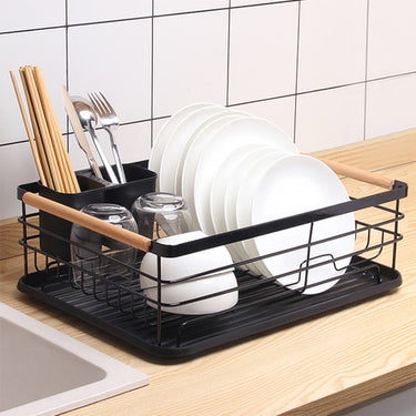 Escurridor Nordico Secaplatos Vajilla Con Bandeja y Madera