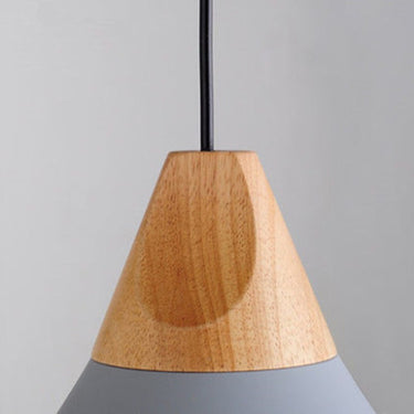 Lampara Colgante Techo Campana Nordica Metal Madera Excelent Gris