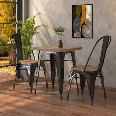 Silla Tolix Metálica Vintage Asiento En Madera Comedor
