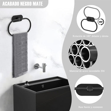 Juego De Accesorio P/ Baño Ducha Set 4 Piezas Negro