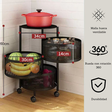 Carro Organizador De Cocina 3 Niveles Cocina Frutero Único