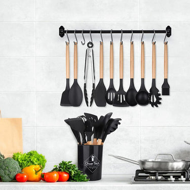 Kit Set X12 Utensilios Cocina Madera Y Silicona Excelente
